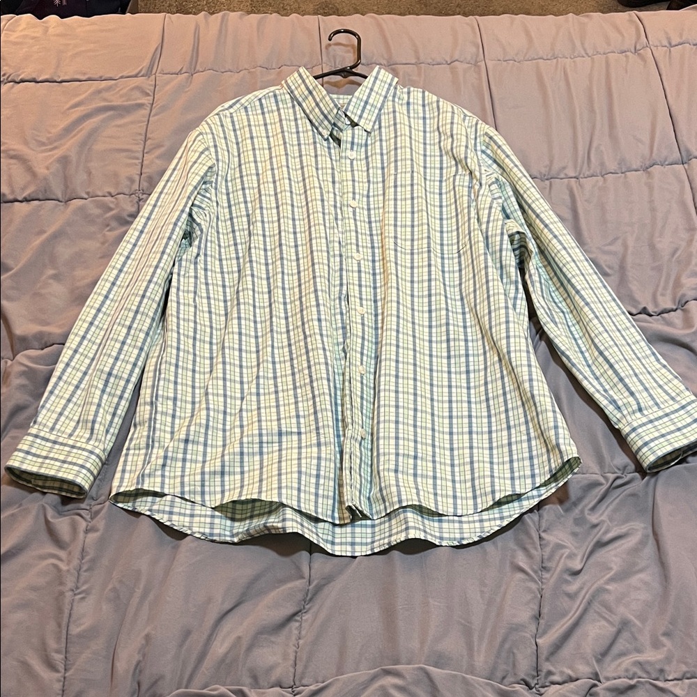 Duluth Trading Co Green and Blue Checkered Shirt